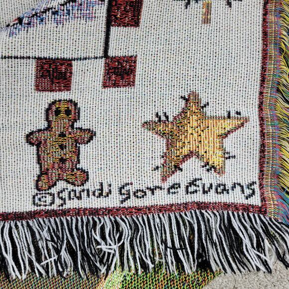 VTG Christmas Sandi Gore Evans Snowman Throw 60" Woven‎ Winter Holiday Tapestry - Picture 2 of 9